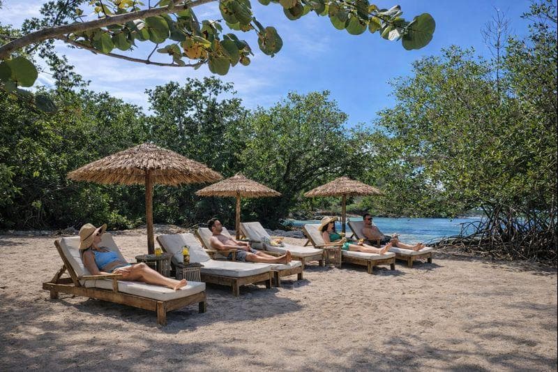 Guests on private beach